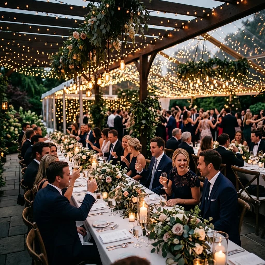 Elegant event celebration with warm ambient lighting